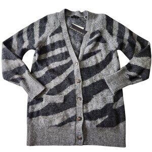 Banana Republic Alpaca Wool Blend Cardigan Sweater Size S Zebra Print Baggy